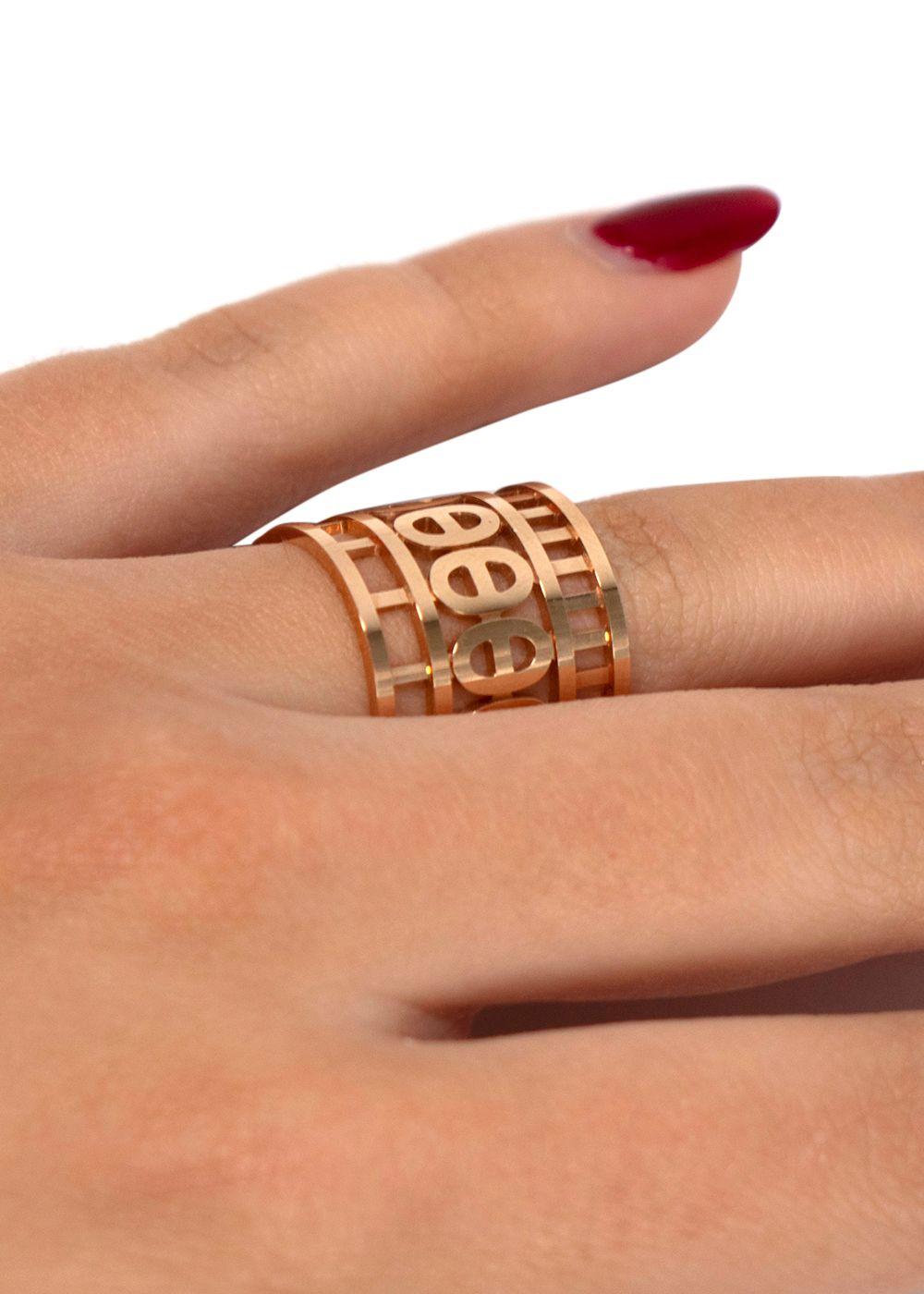 Hermes 18kt Rose Gold Chaine d'ancre Divine ring, large model