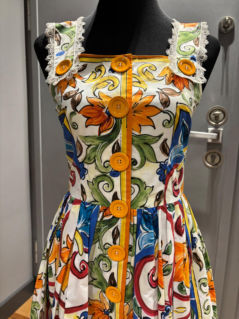 Dolce & Gabbana Majoilca Print Midi Dress