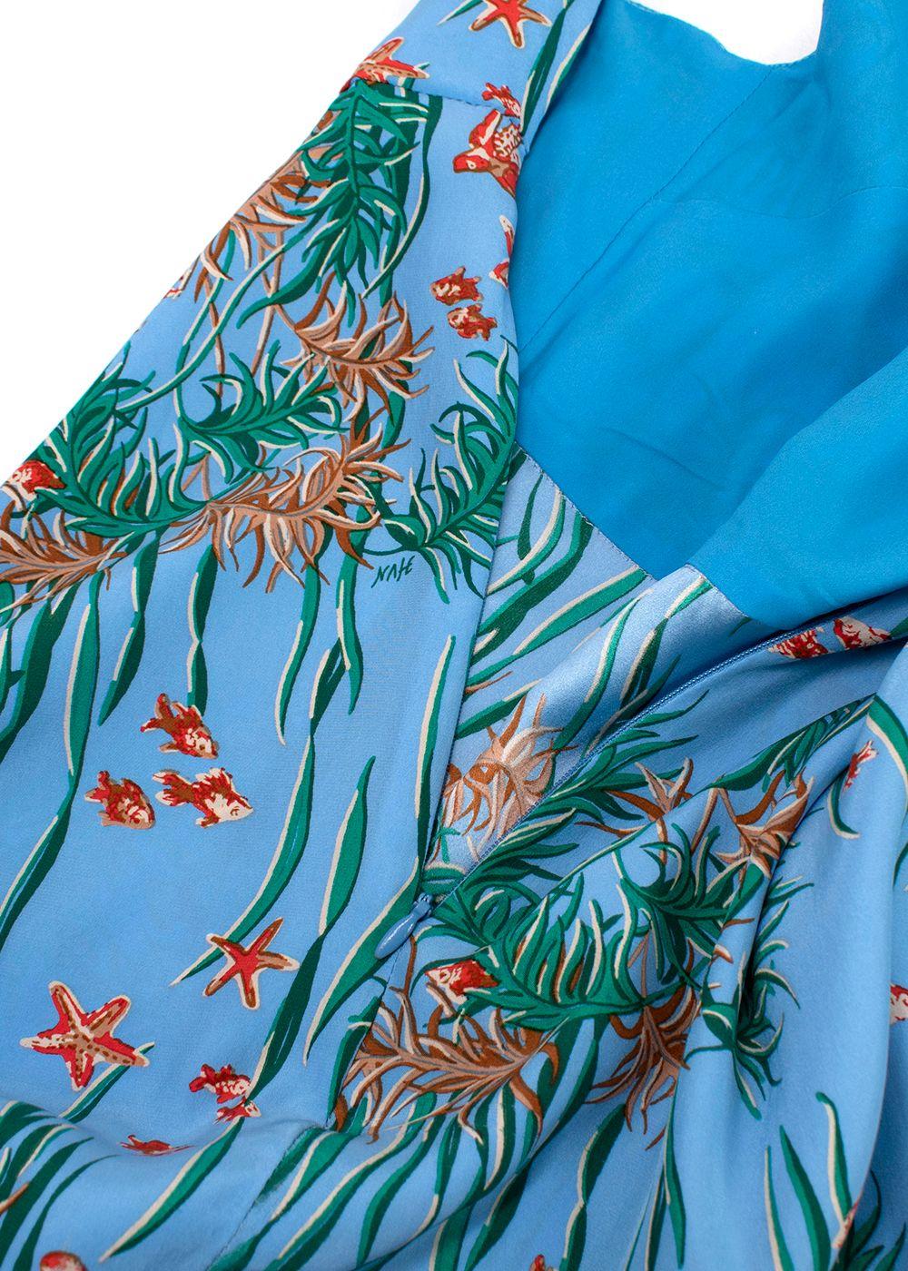 Blue Coral Print Dress