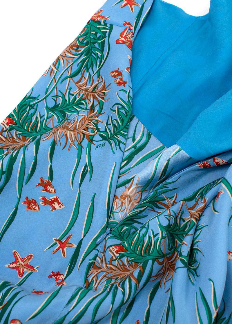 Blue Coral Print Dress