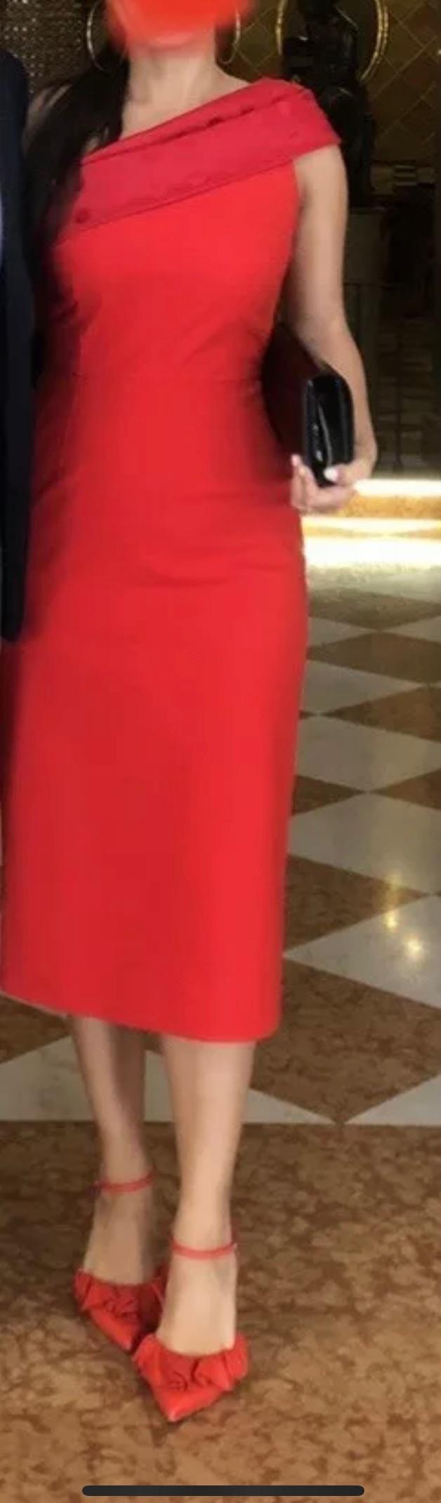 Orange silk one-shoulder Tasman dress