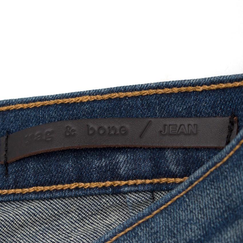 Rag and Bone Blue Skinny Jeans with White Stripe