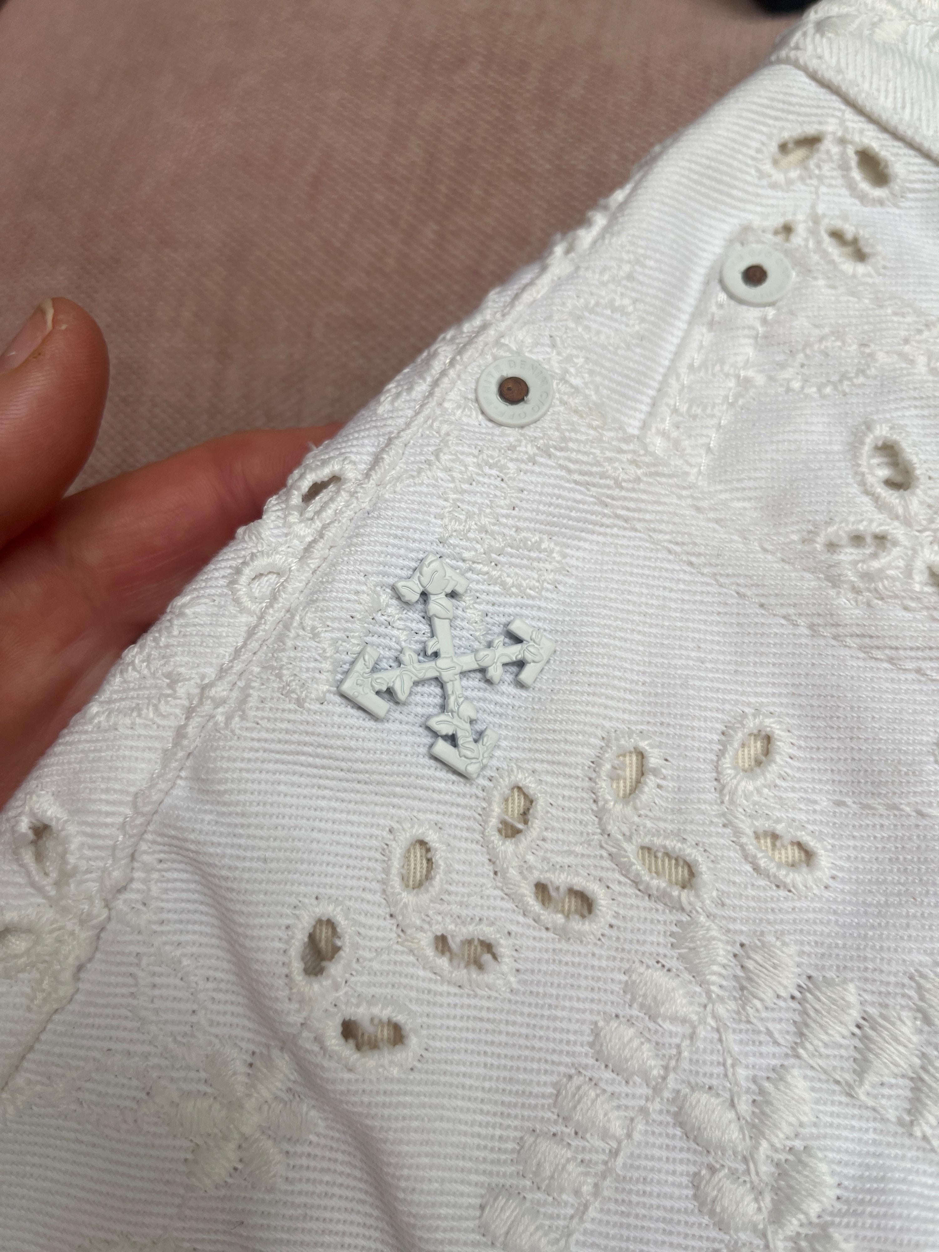 Off-White Broderie Anglaise Denim Shorts