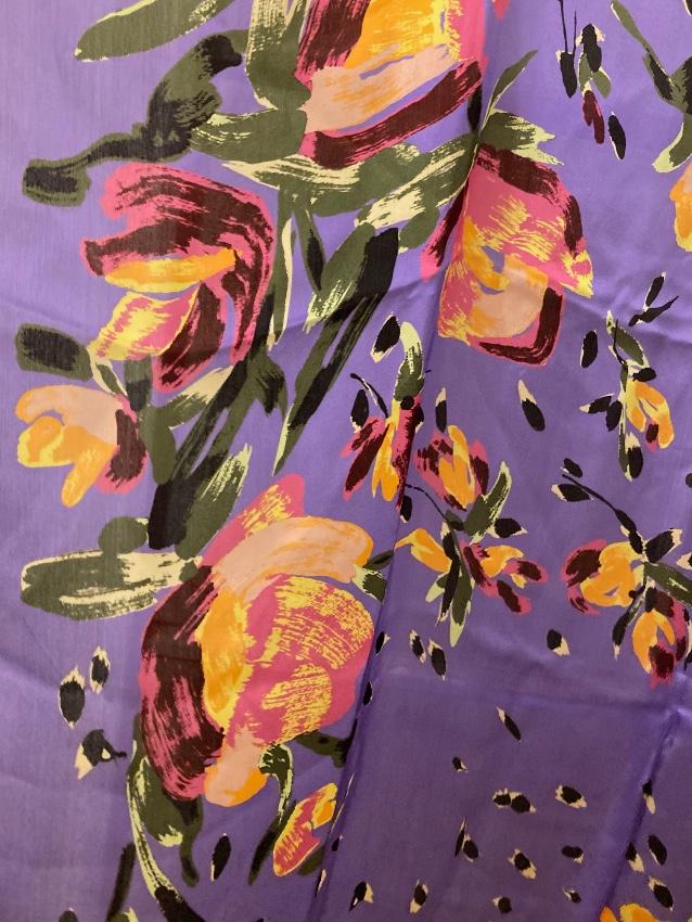 Missoni Purple Floral Print Silk Scarf 90