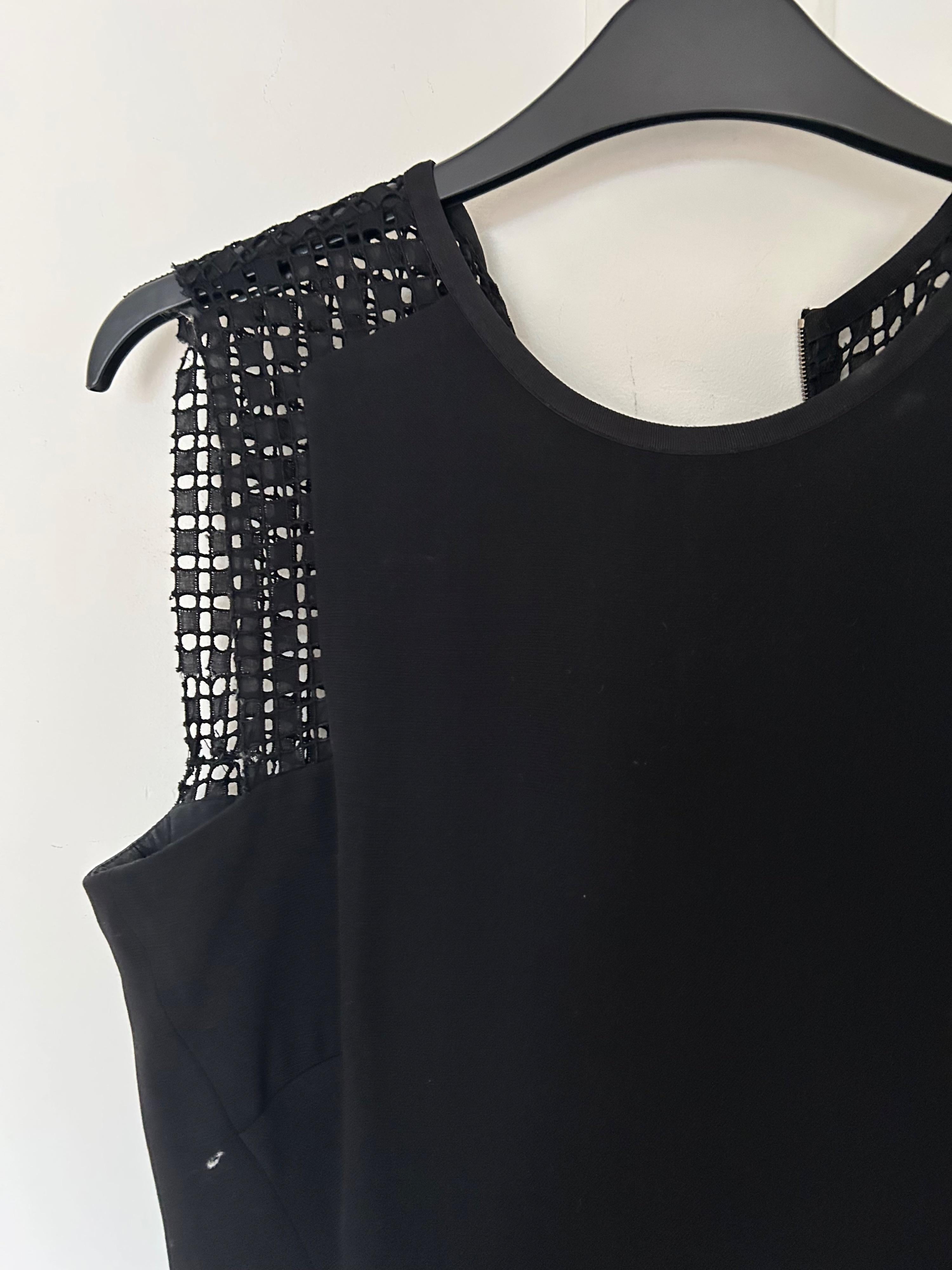 Victoria Beckham Black Lace Insert Midi Dress