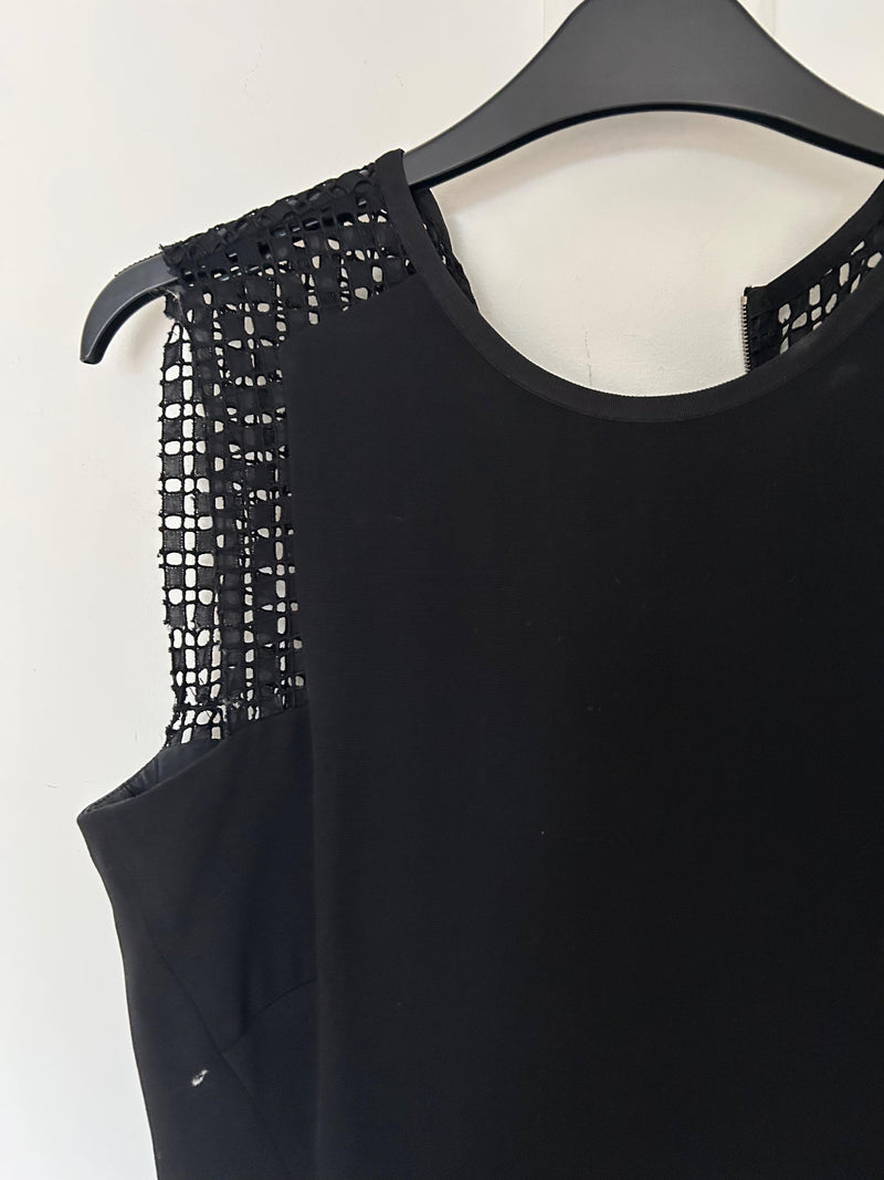 Victoria Beckham Black Lace Insert Midi Dress