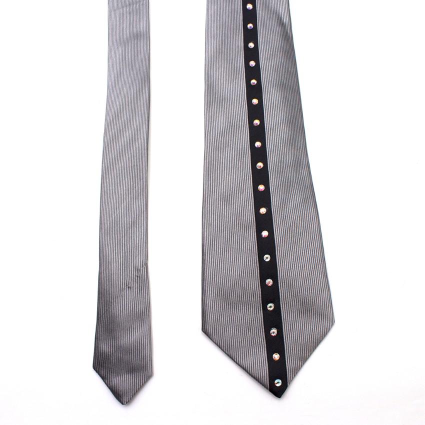 Duchamp Silver Silk Embellished Tie