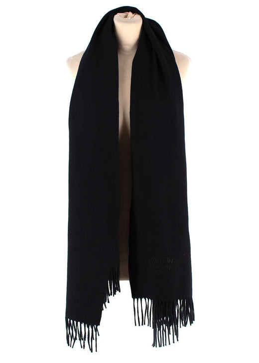 Hermes Black Cashmere Tassel Scarf