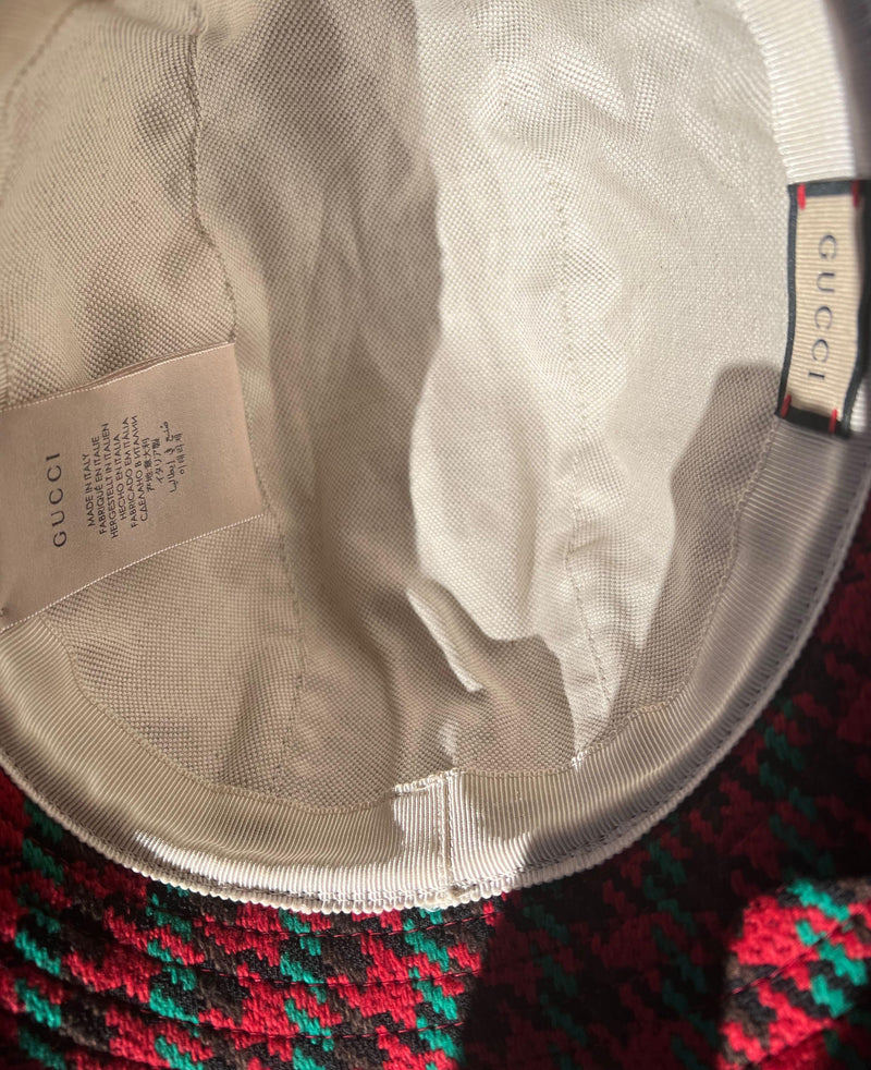 Gucci Red Tweed Fedora Hat
