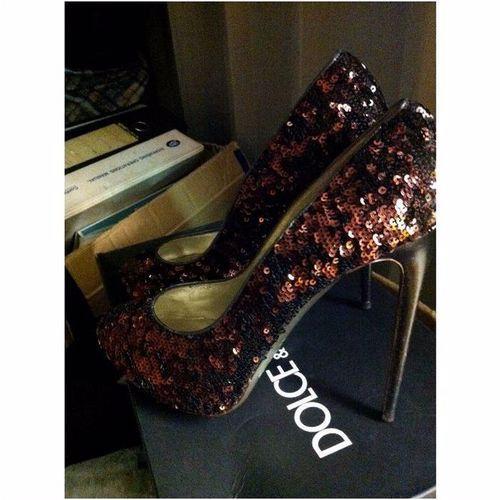 Dolce&Gabbana brown sequinned pumps