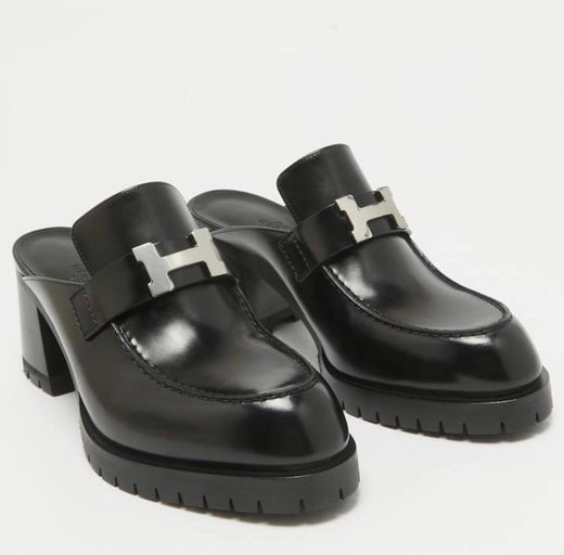 Hermes Black Constance Mules