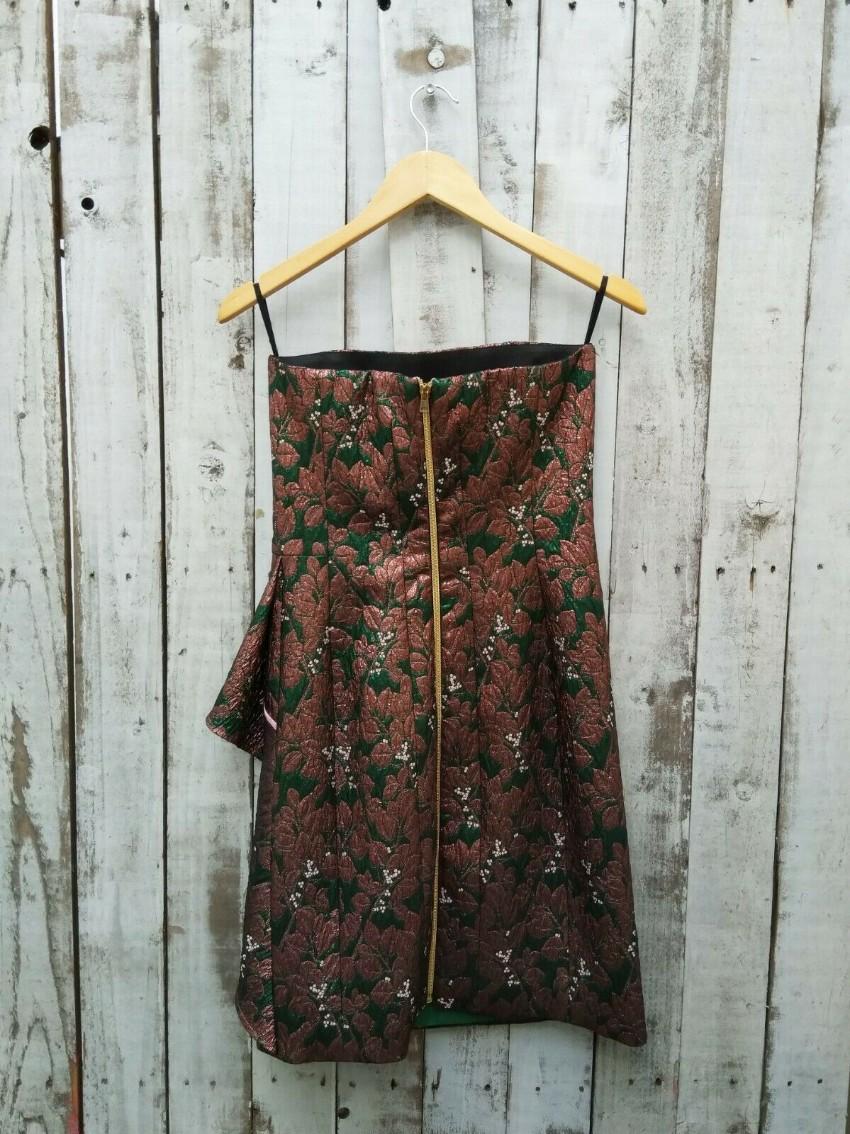 Tara Jarmon Strapless Metallic Jacquard Corset Mini Dress