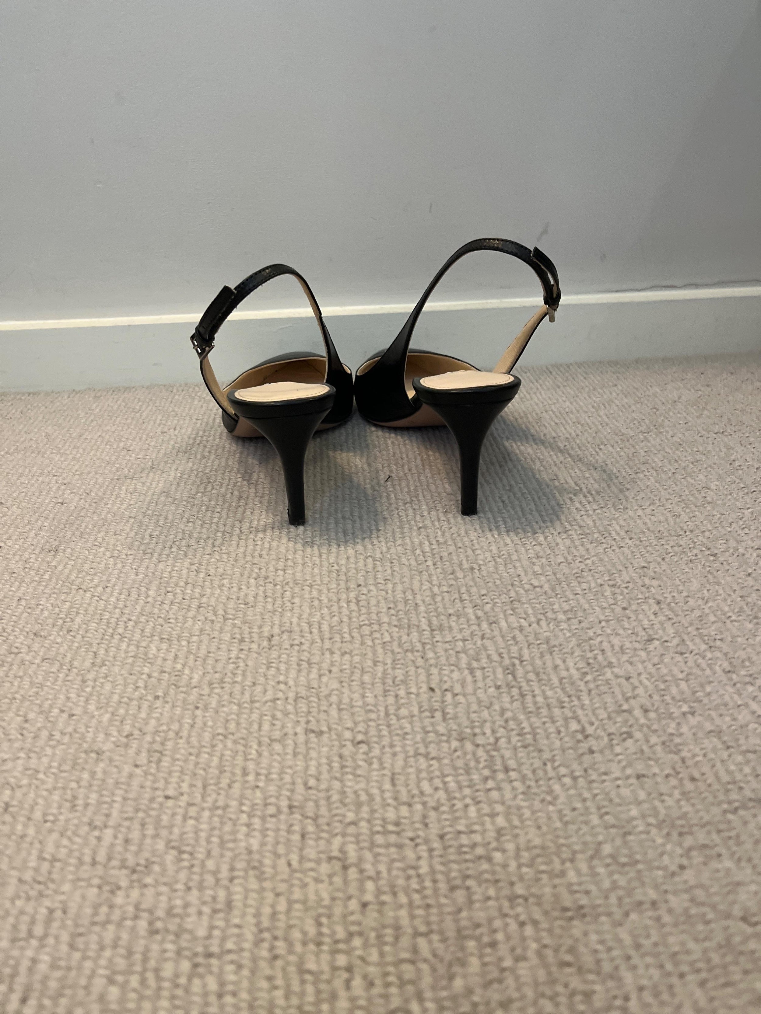 Black Leather Slingback Sandals