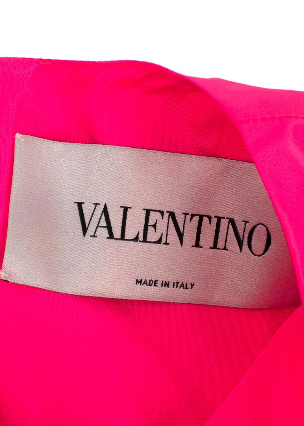 Valentino Neon Pink Satin Mini Dress