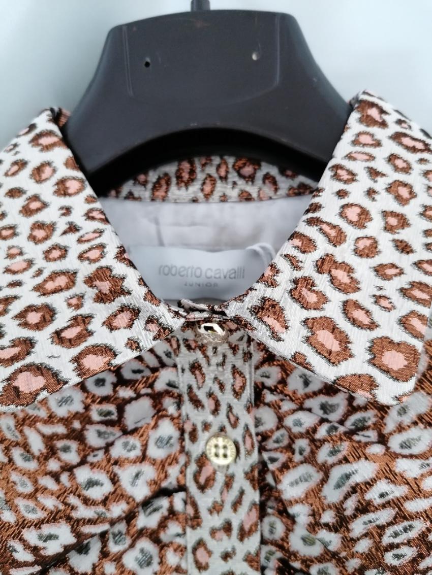 Roberto Cavalli Junior 10Y Animal Print Ruffle Front Dress