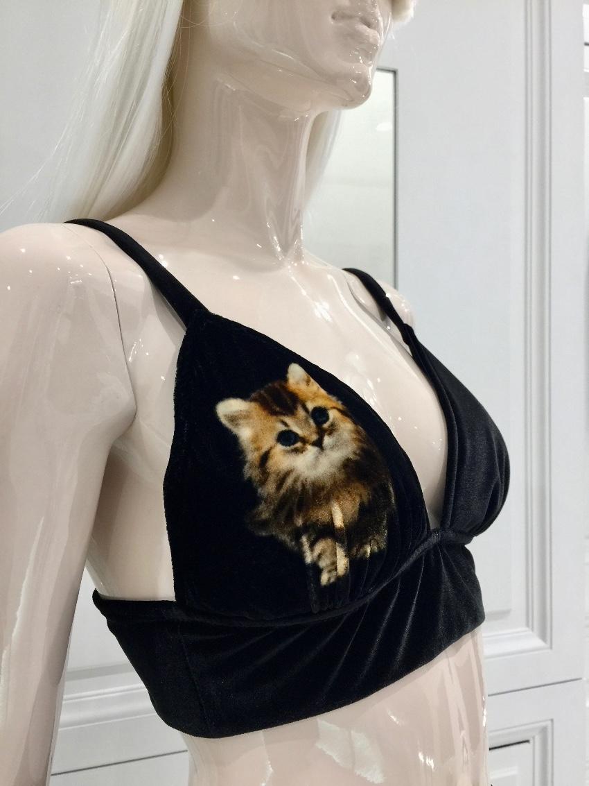 Cadolle Paris Couture Silk Velvet Divine Cats Set