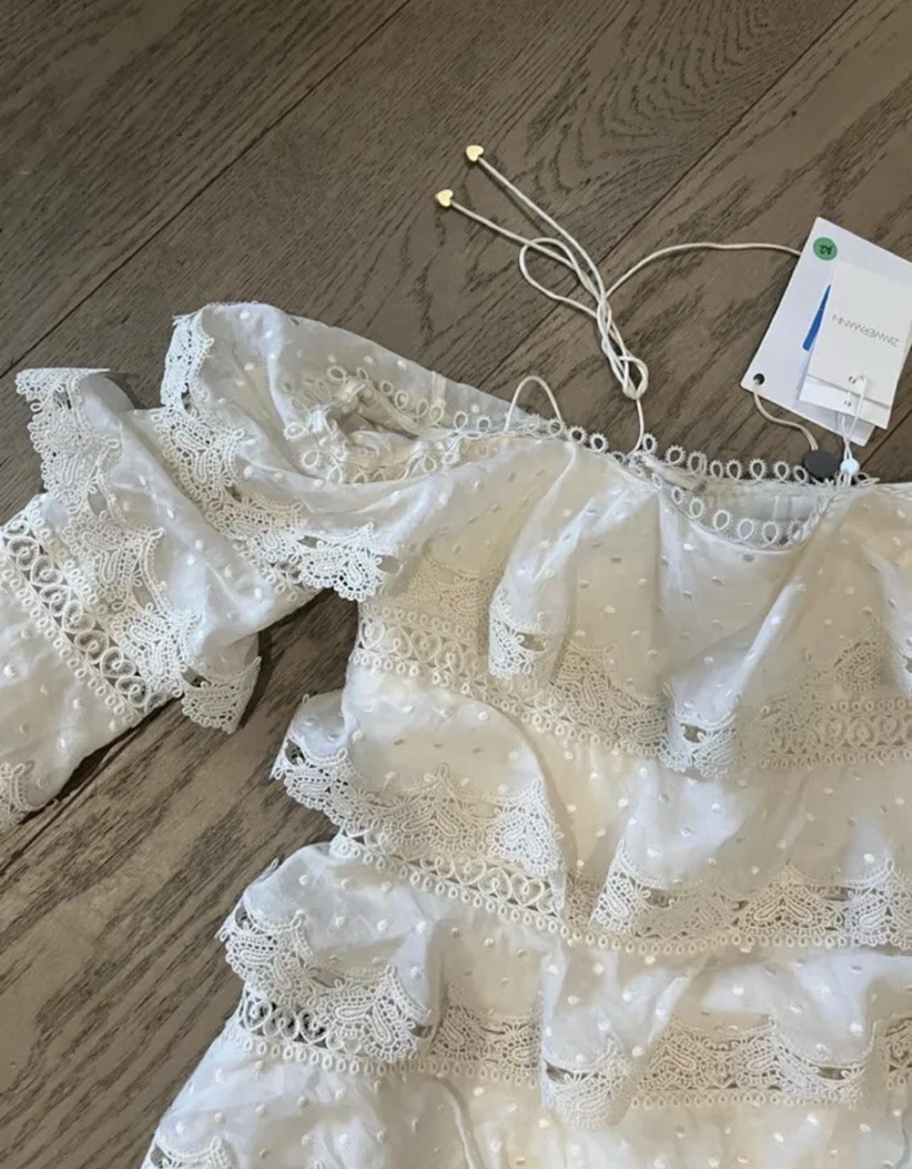 Embroidered Lace Tiered Mini Dress