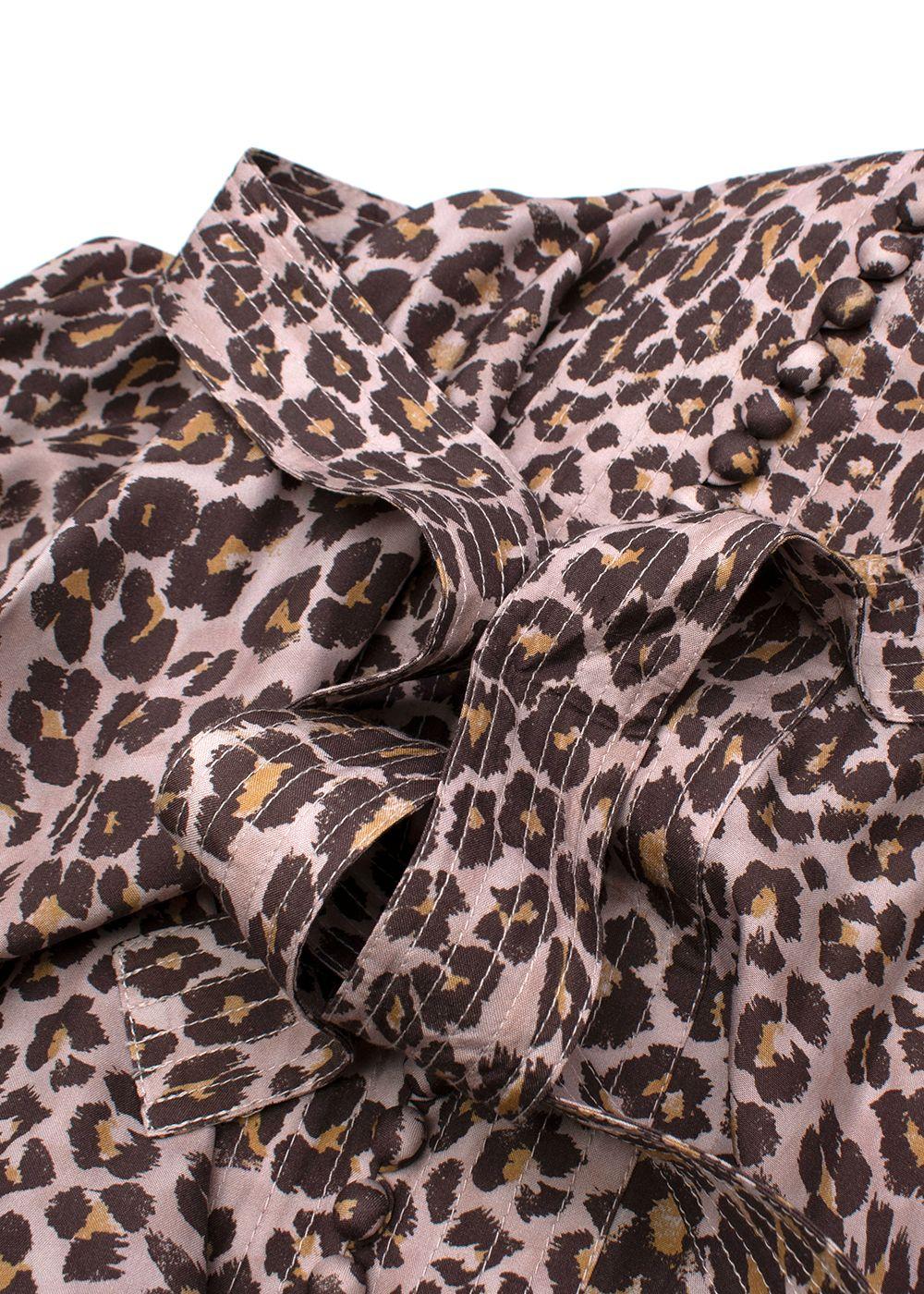 Zimmermann Leopard Print Silk Belted Midi Dress