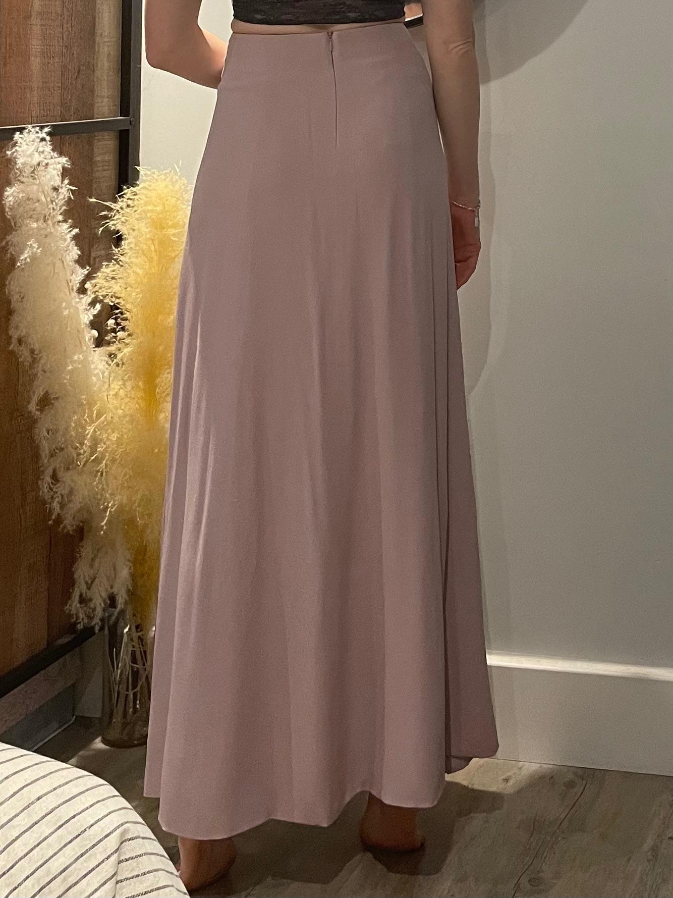 Lilac silk crepe waterfall skirt