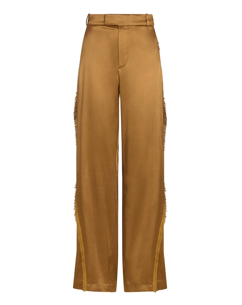 Aeron Gold Satin Straight-Leg Fjord Trousers