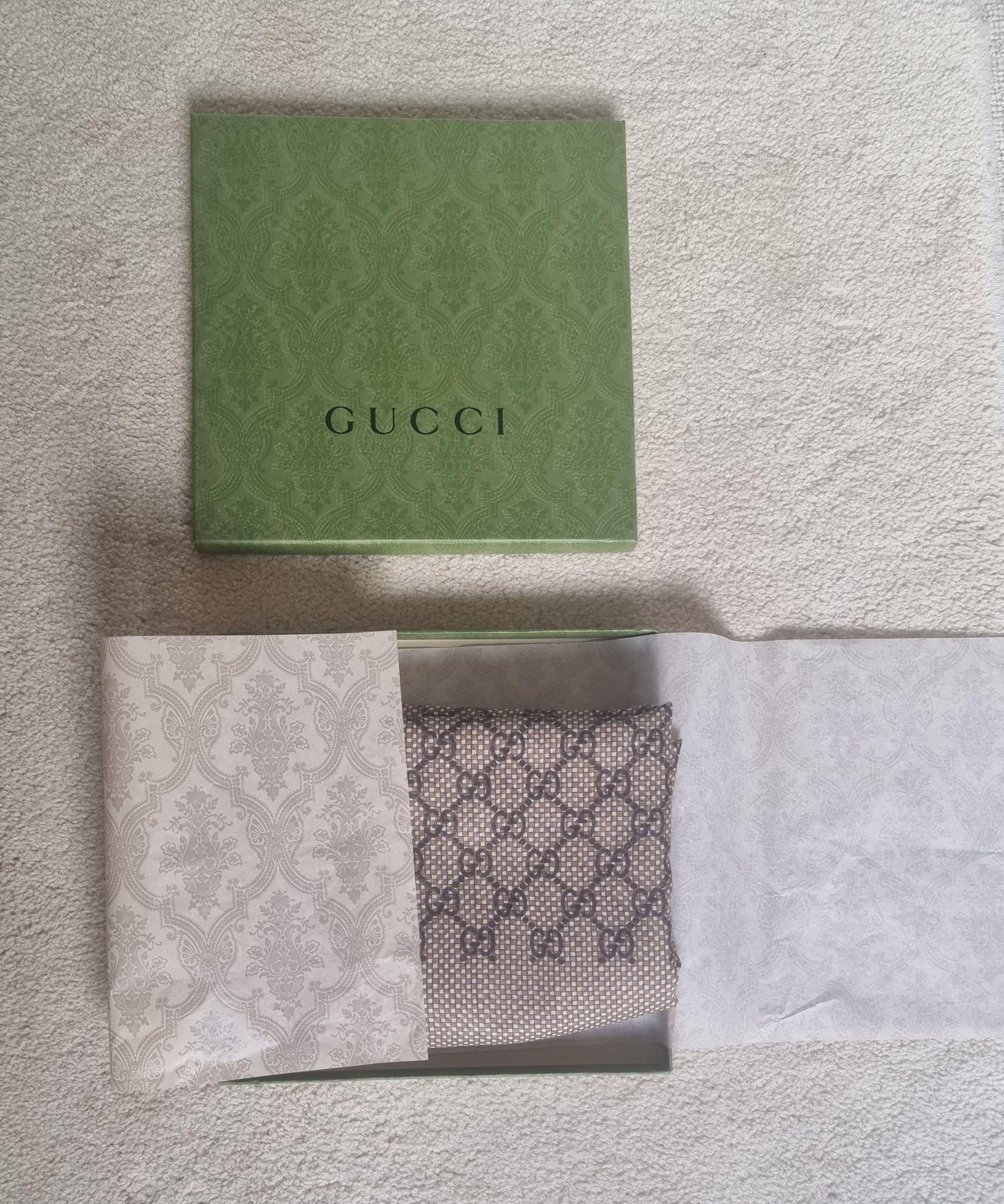 Gucci Brown GG Silk/Wool Scarf/Stole