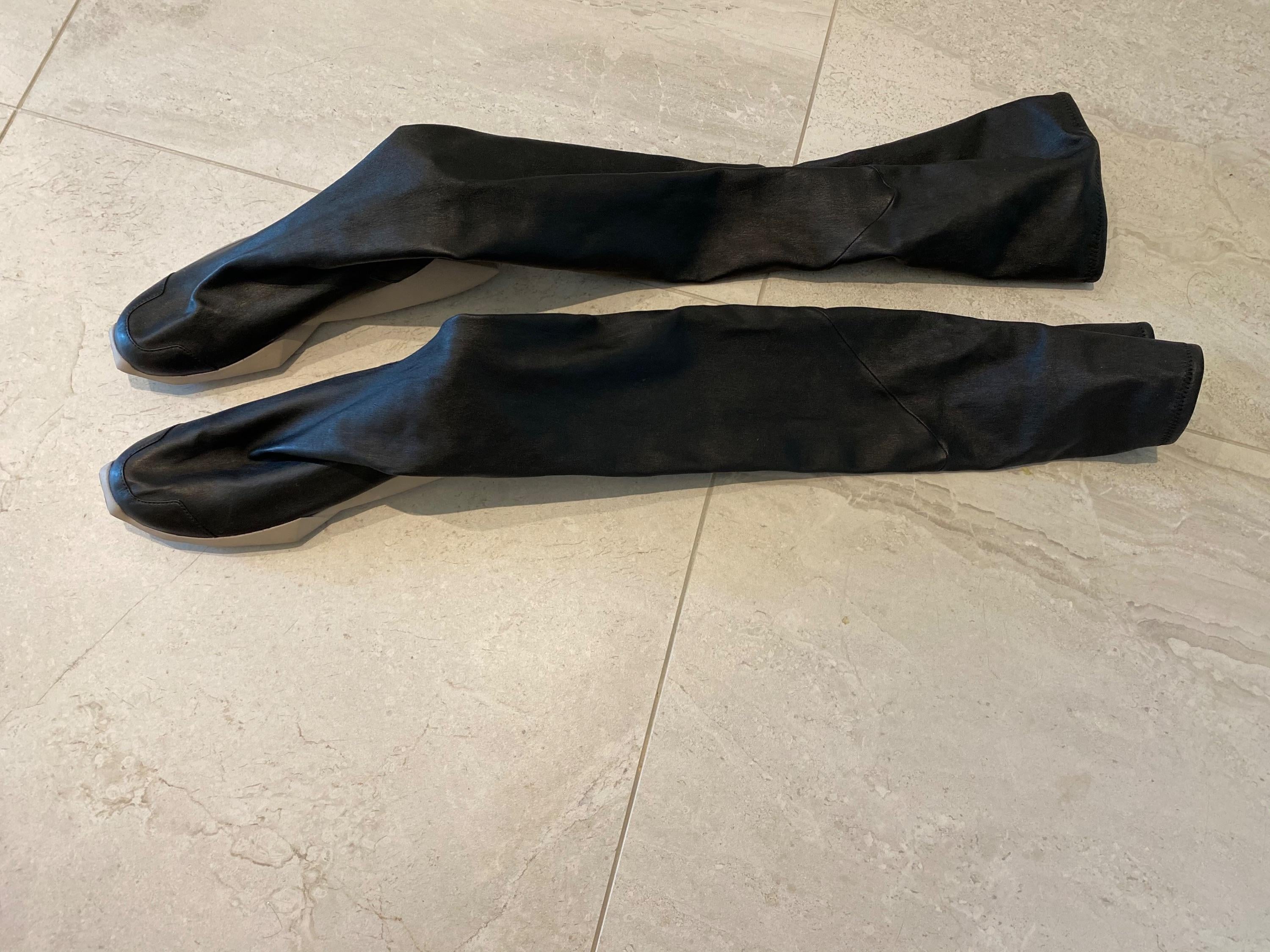 x Adidas Black Leather Over the Knee Trainers