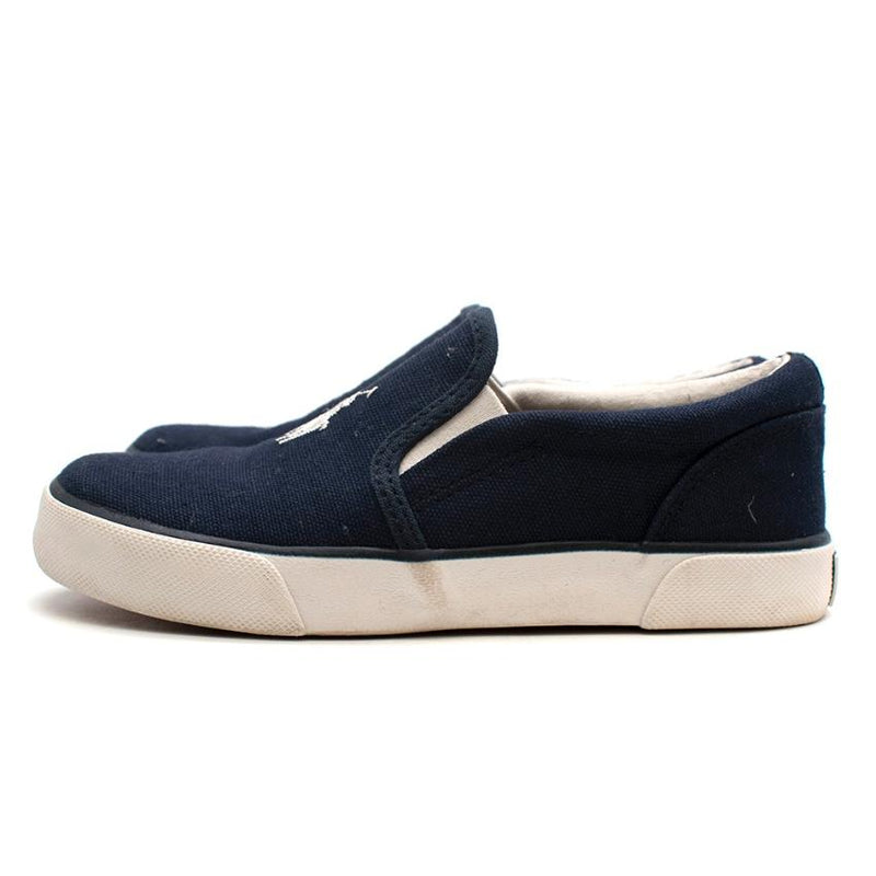 Polo Ralph Lauren Navy Canvas Pony Logo Trainers