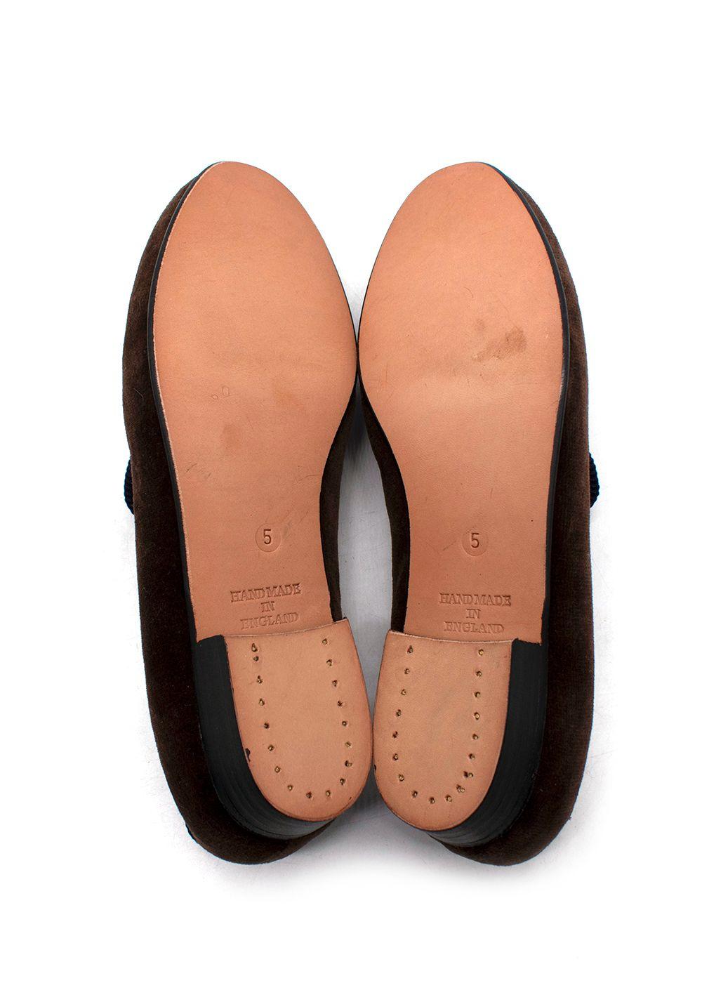 Creel & Mack Brown Butterfly Embroidered Velvet Mules