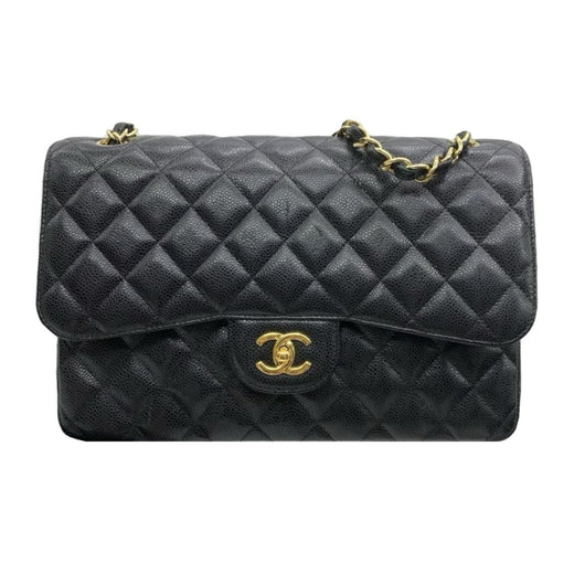 Chanel Black Caviar Leather Jumbo Double Flap Bag