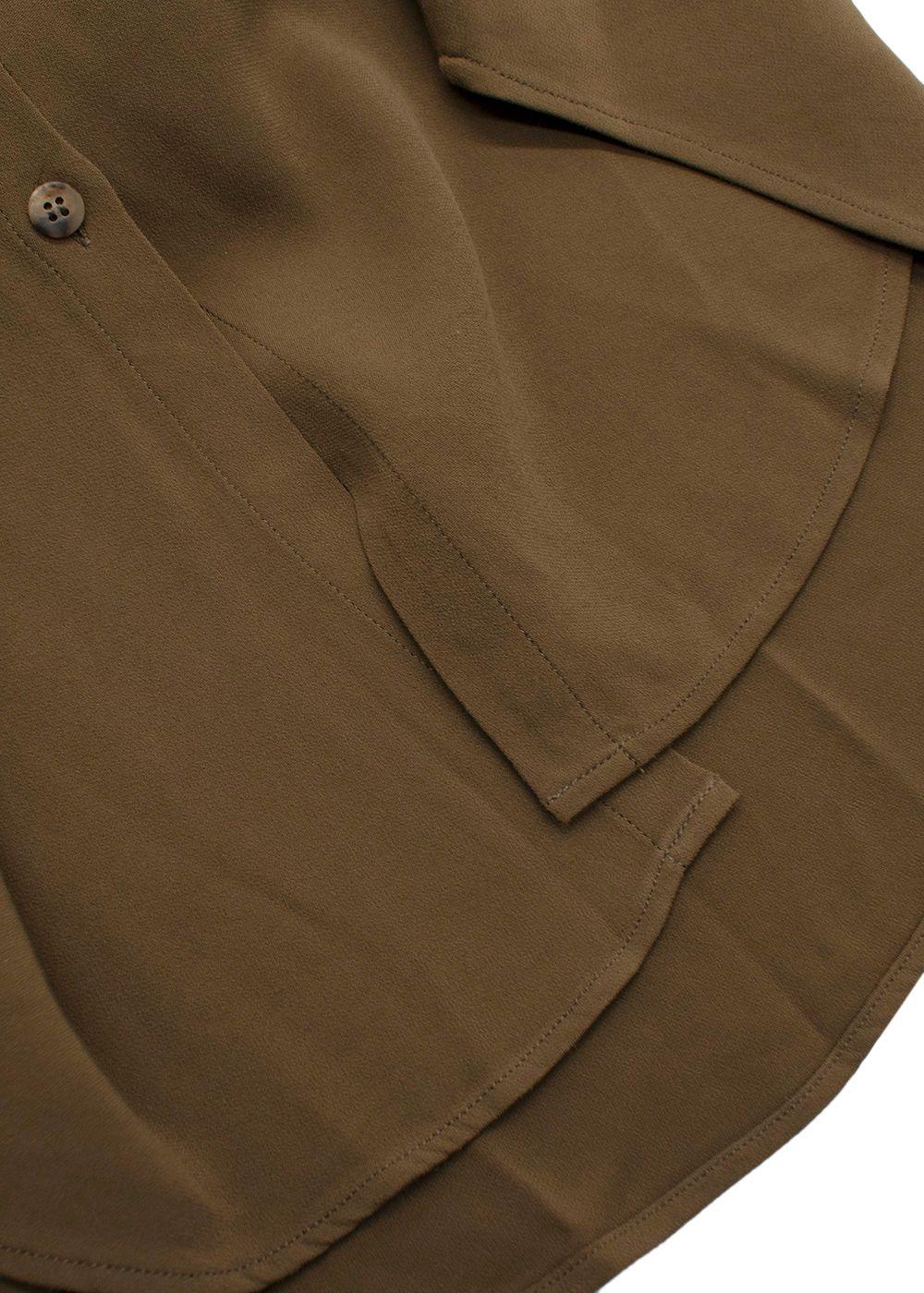 Asceno Green Khaki London Oversized Crepe Shirt