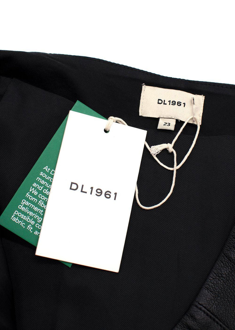 DL 1916 Black Leather Obsidian Alma Midi Skirt