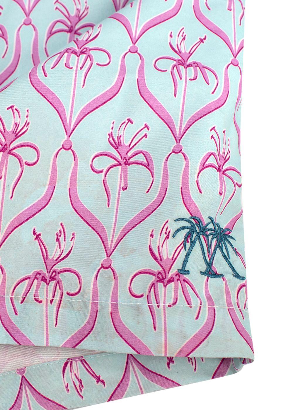 Pink House Mustique Mint and Pink Floral Shorts