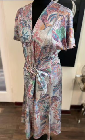 Paco Rabanne Draped Metallic Printed Midi Dress