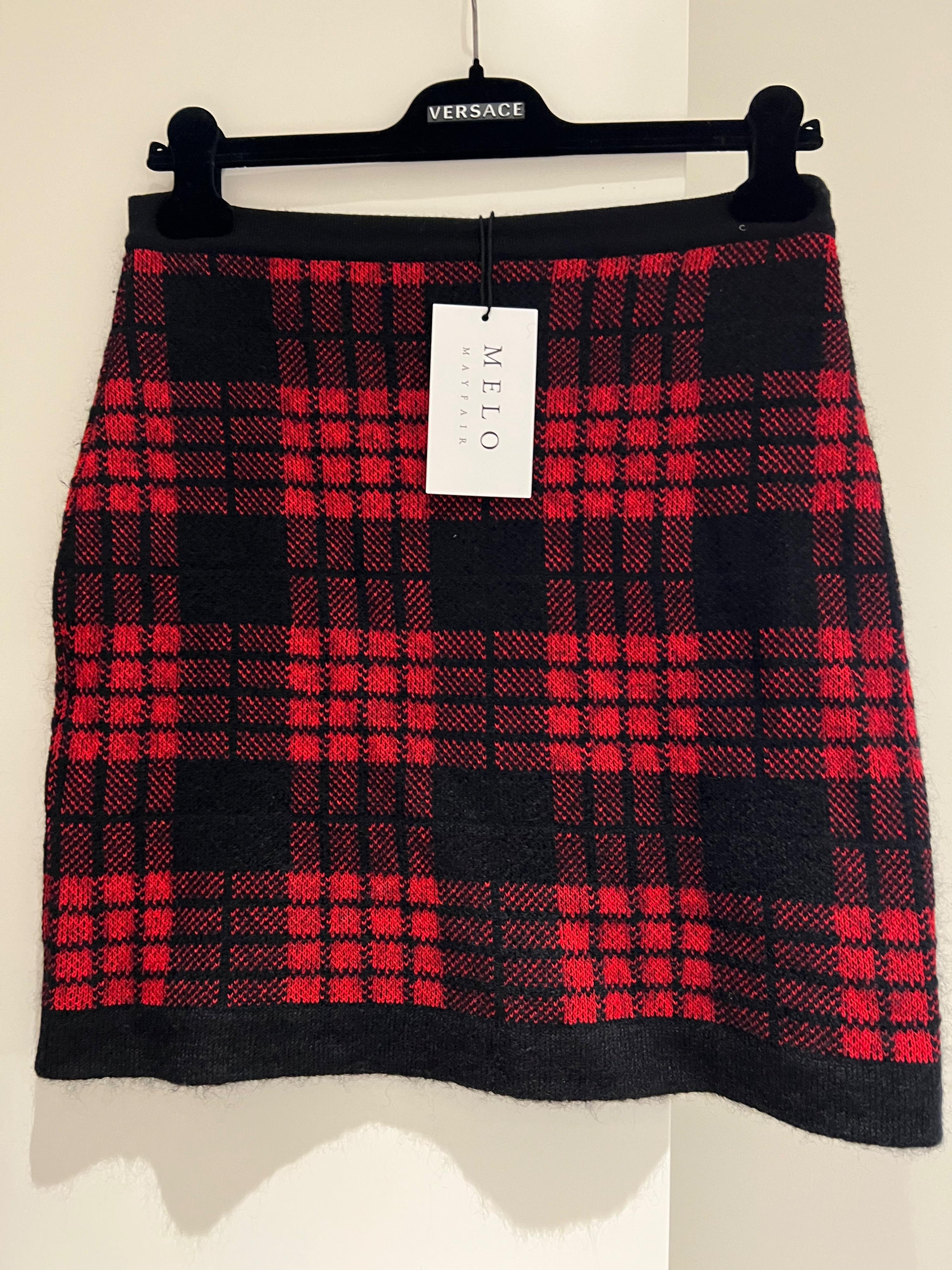 Red & Black Plaid Skirt & Jacket