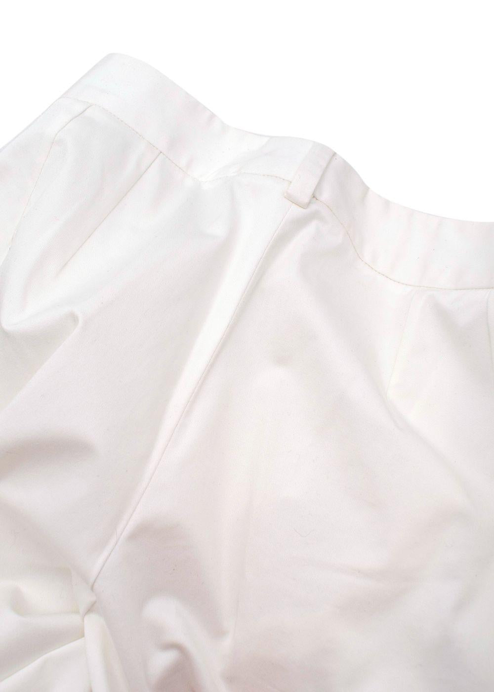 White Cotton Straight Cropped Trousers