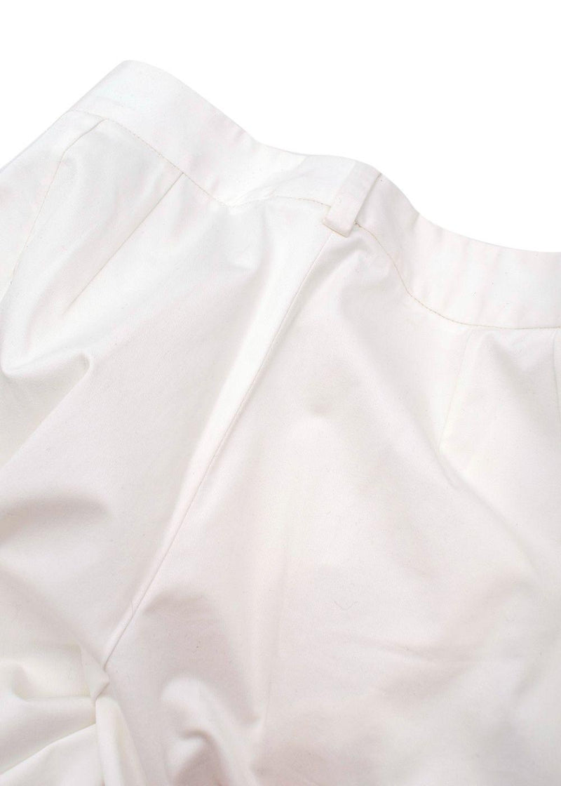 White Cotton Straight Cropped Trousers