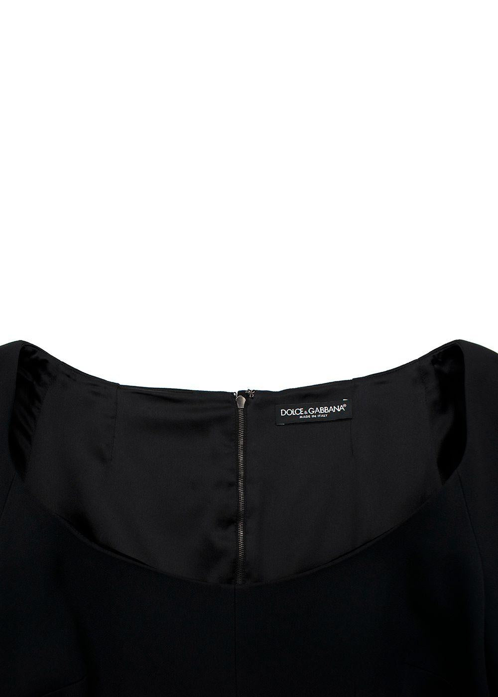 Dolce & Gabbana Black Cropped Sleeve Midi Dress