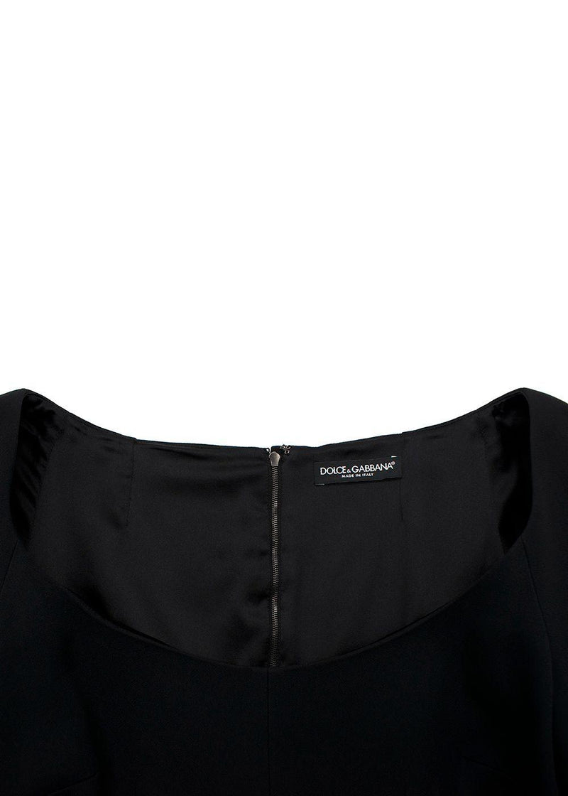 Dolce & Gabbana Black Cropped Sleeve Midi Dress