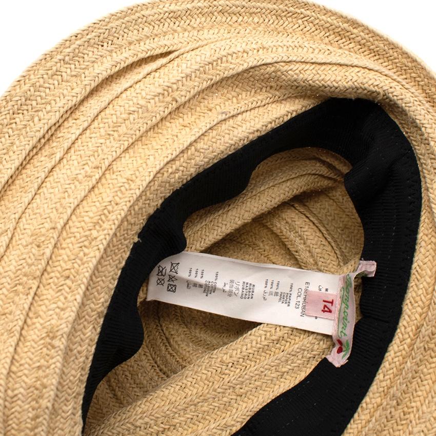 Bonpoint Paper Straw Pink Stripe Ribbon Hat