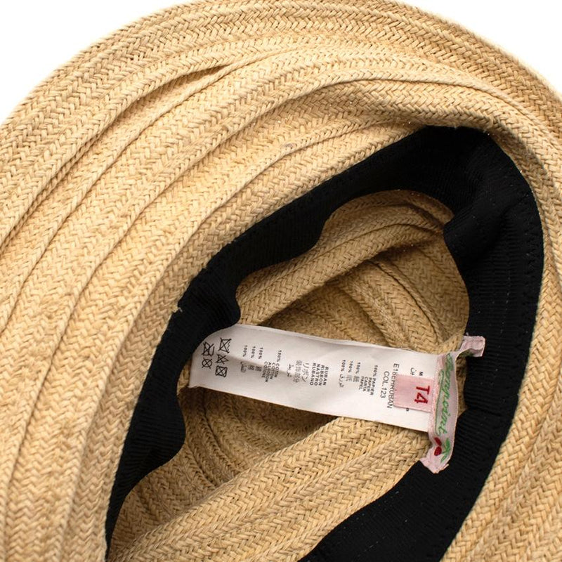 Bonpoint Paper Straw Pink Stripe Ribbon Hat