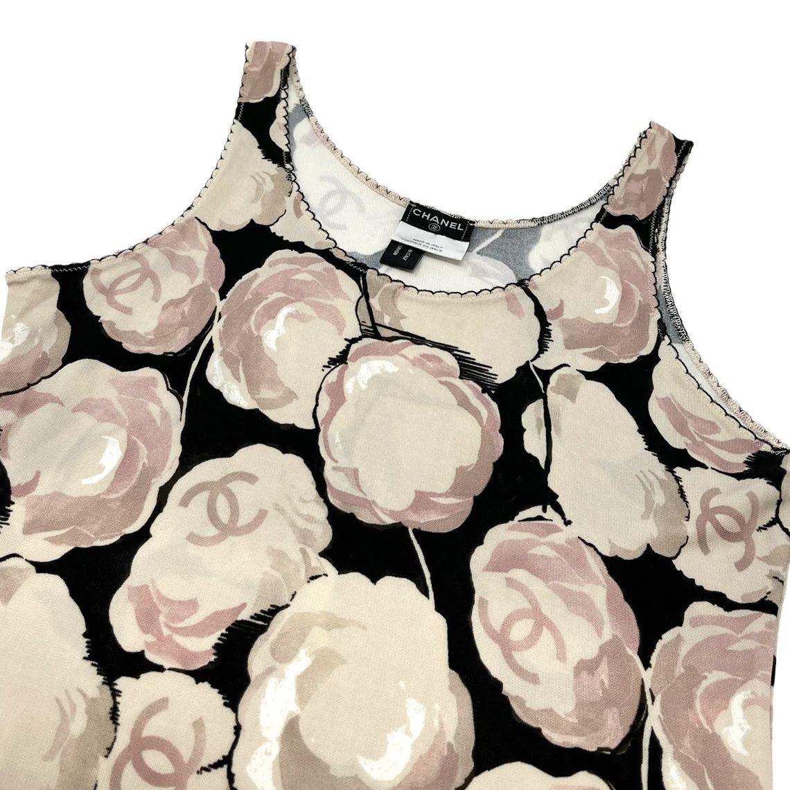 Vintage Camelia print jersey tank top