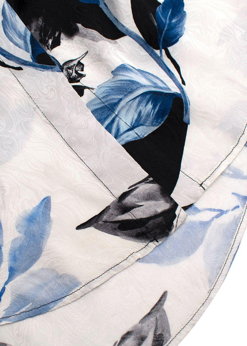 Off White Blue and Black Floral Shirt