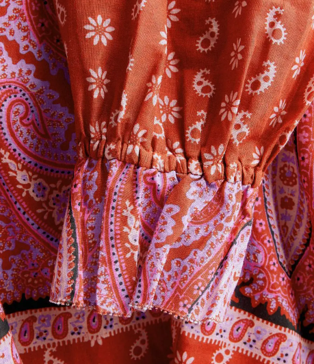 Botech Kaleido Ruffled Cotton-Linen Tunic Top