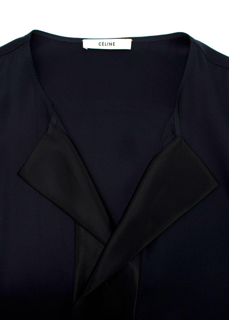 Celine Black Silk Contrast-lapel Mini Dress