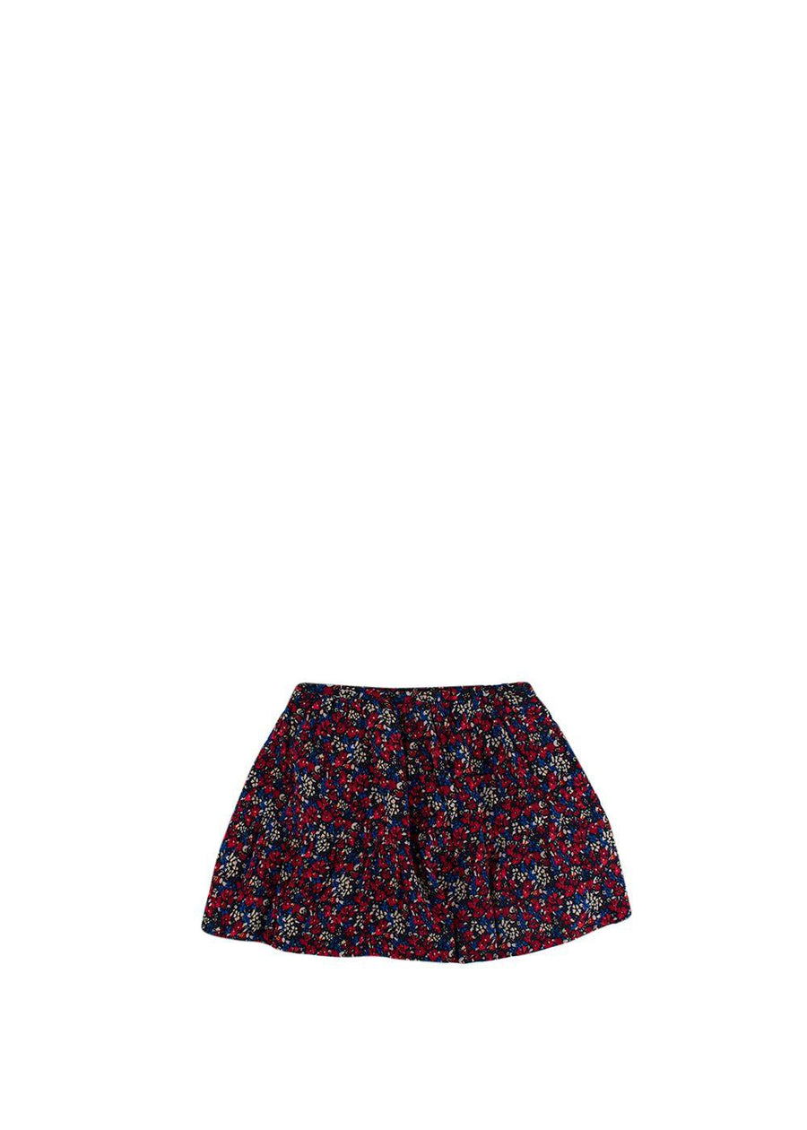 Red Floral Crepe Skater Skirt