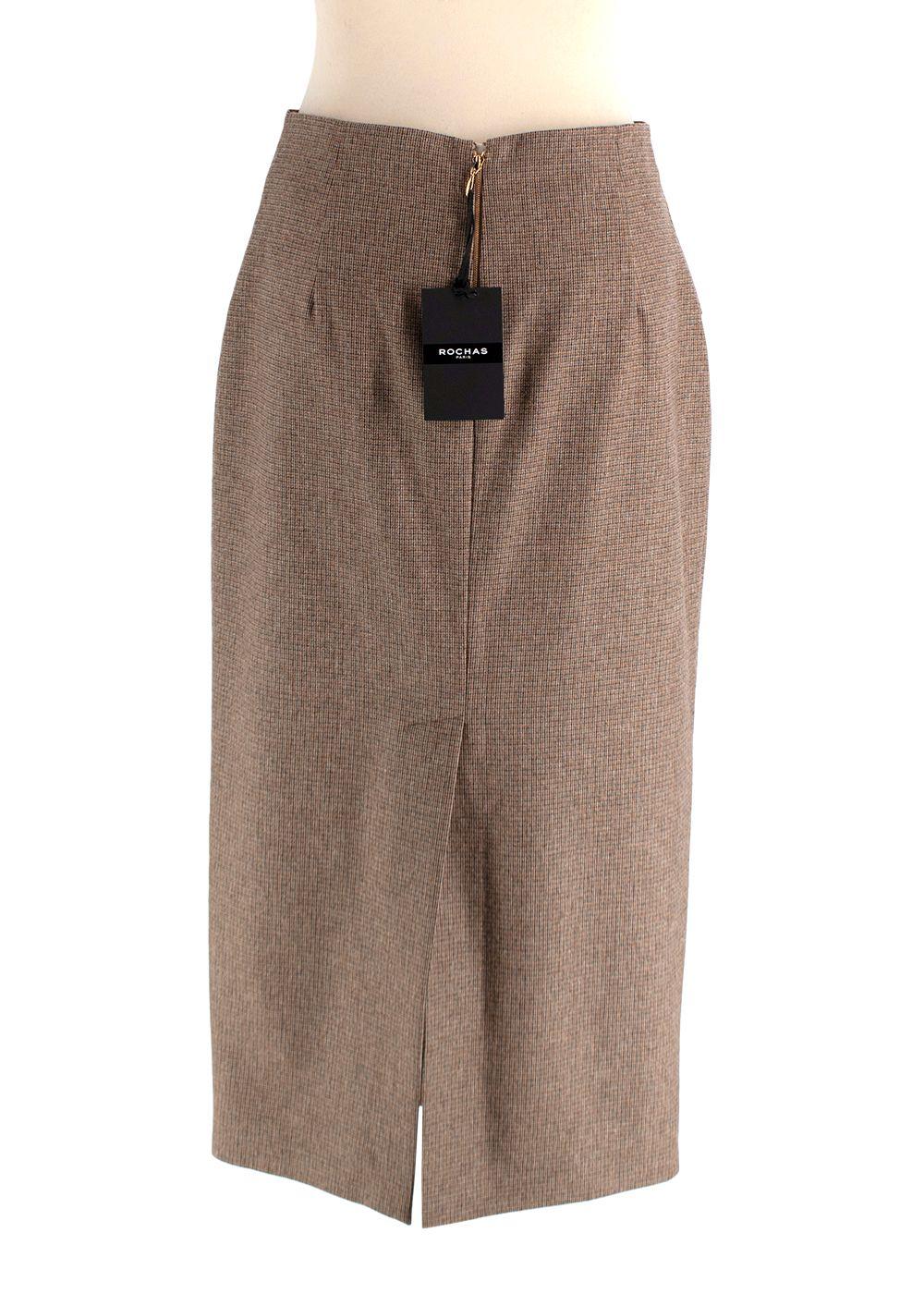 Rochas Brown Wool Midi Skirt