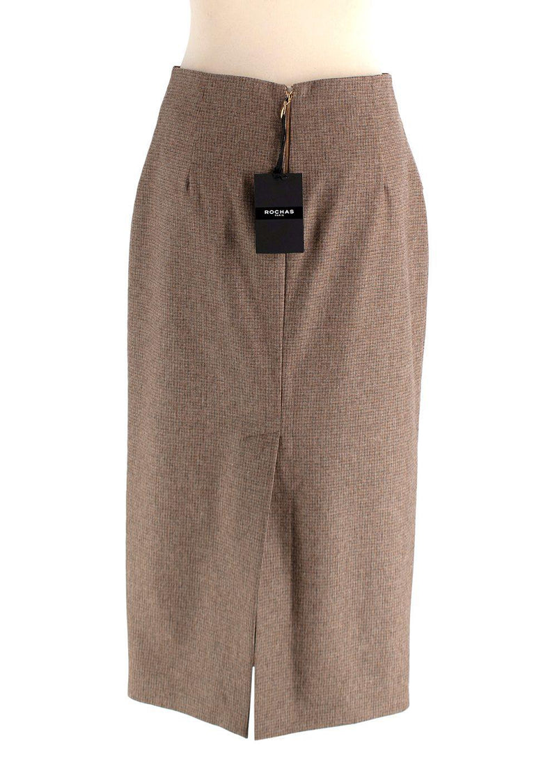 Rochas Brown Wool Midi Skirt