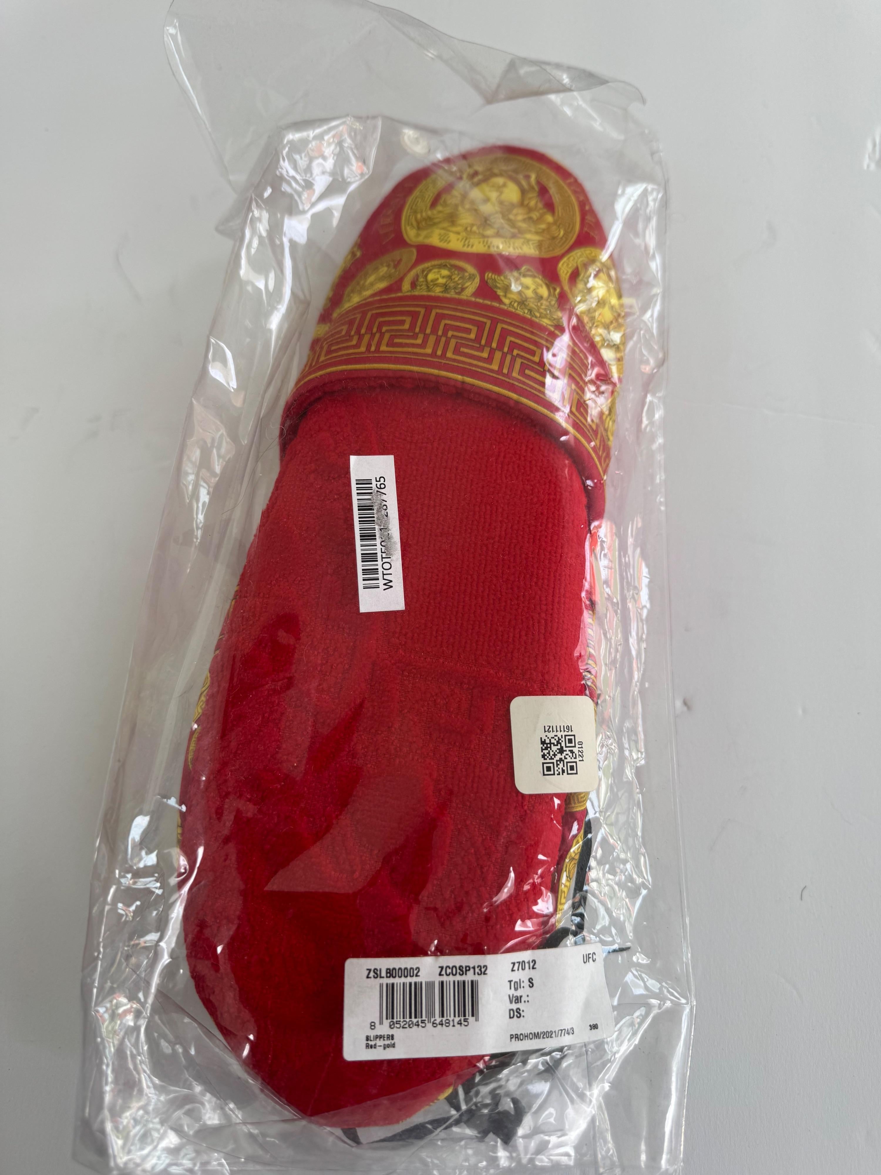 Versace Red Medusa Print Slippers