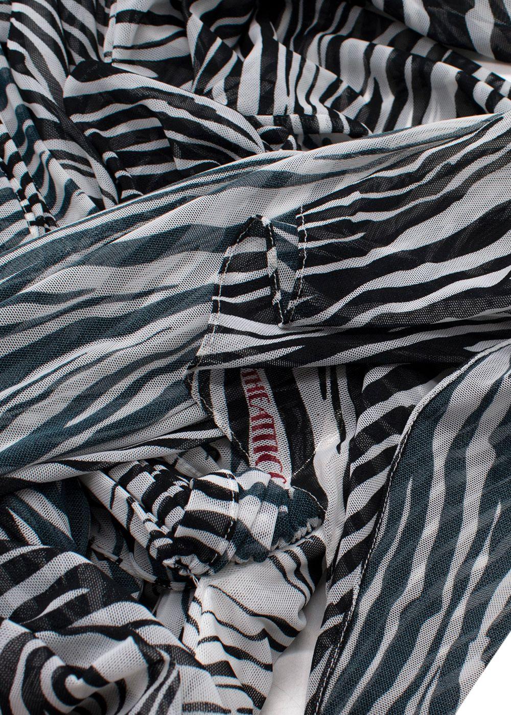 The Attico Zebra Print Mesh Mini Dress