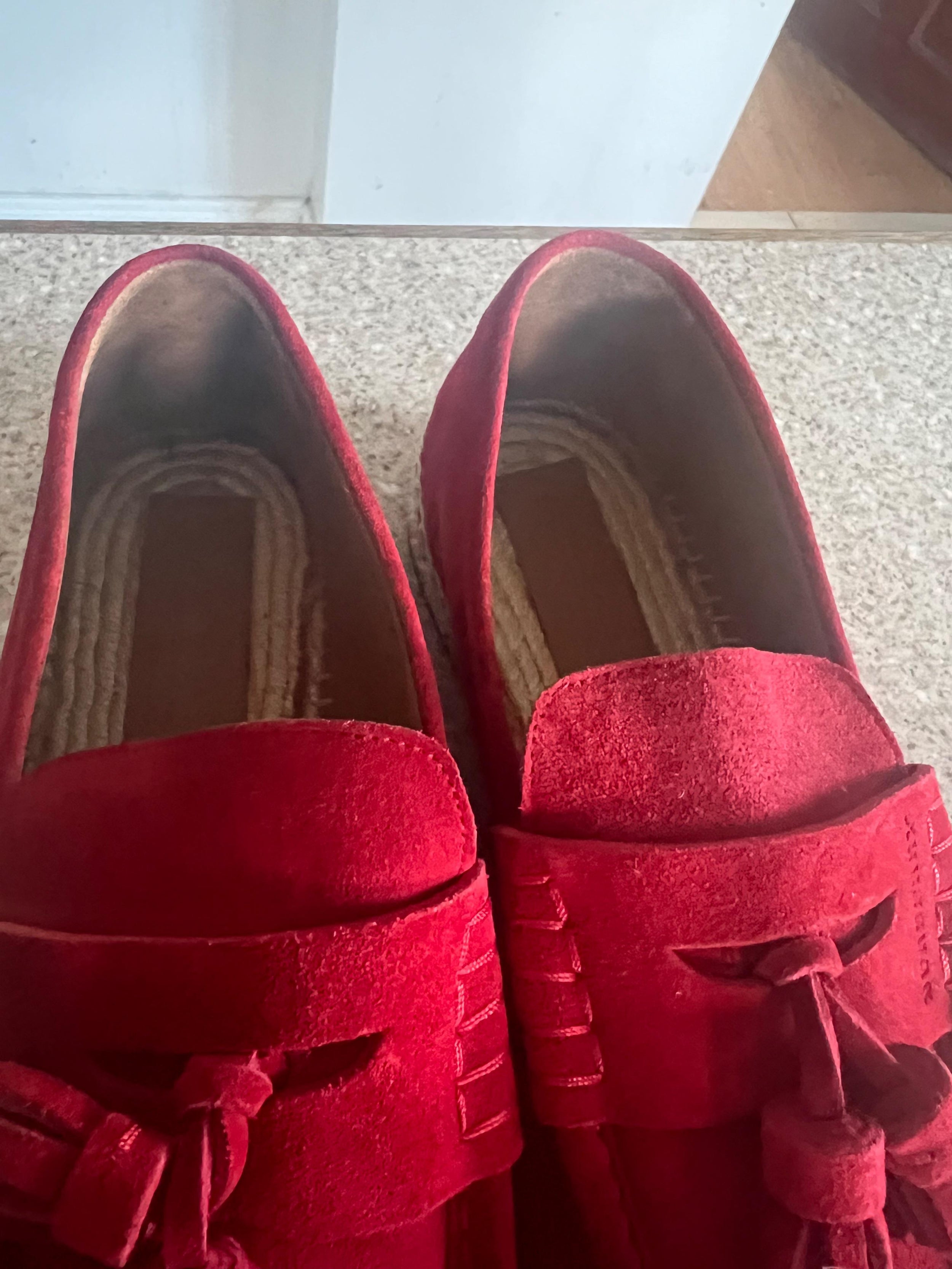 Burberry Red Suede Loafers